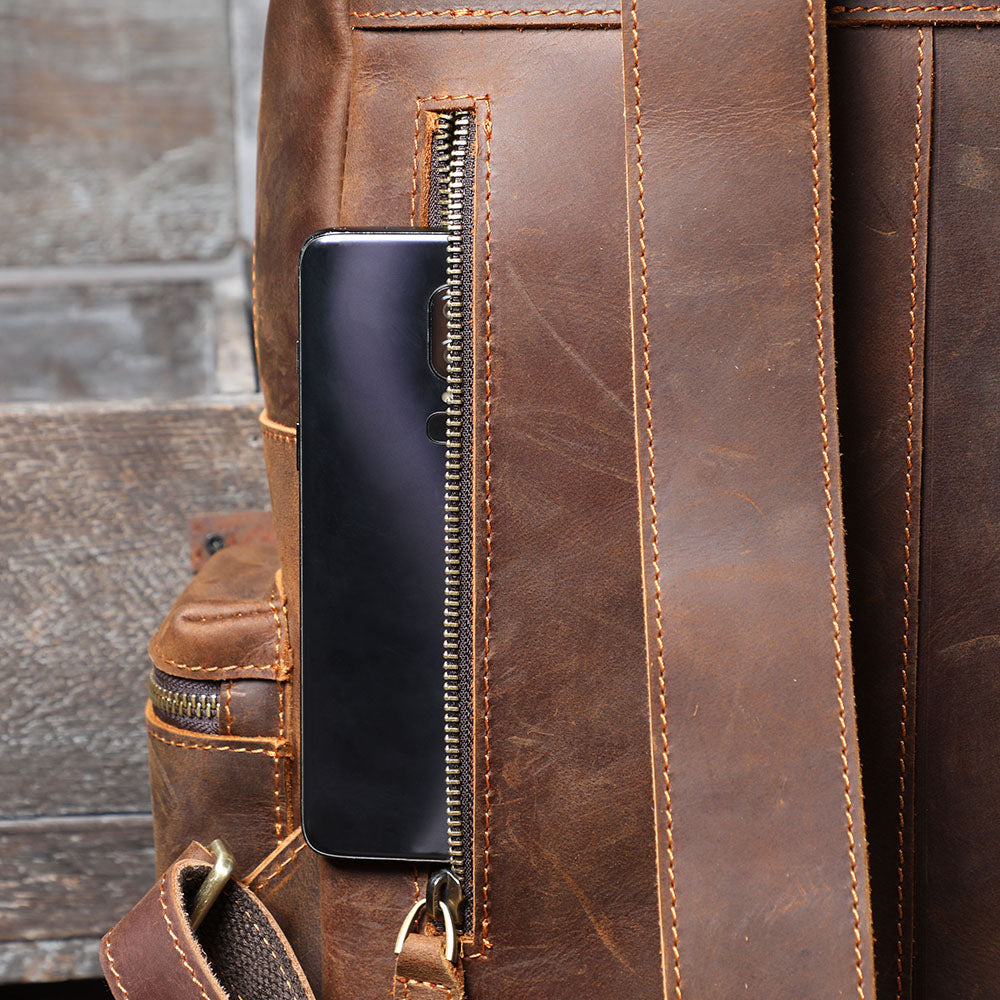 Men's Vintage Leather Backpack |  Full Grain Leather | Daypack