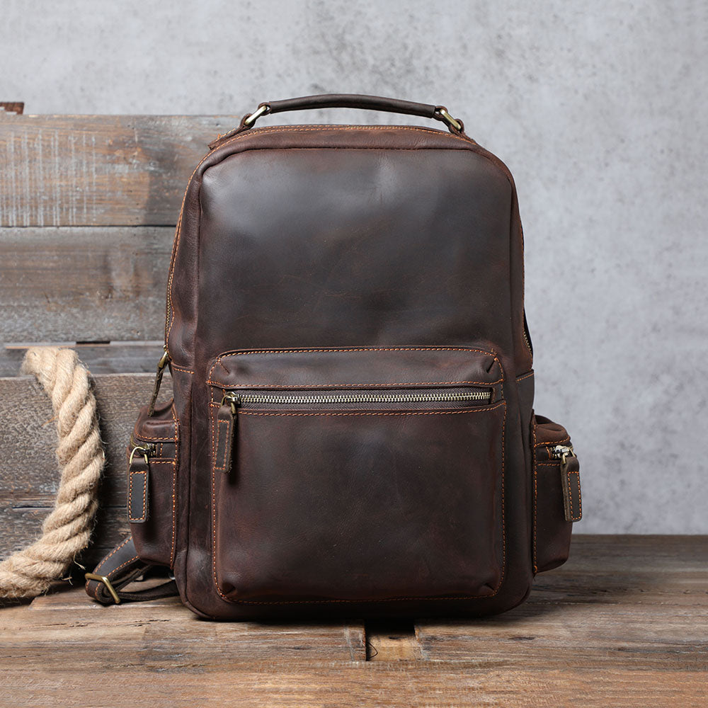 Men's Vintage Leather Backpack |  Full Grain Leather | Daypack