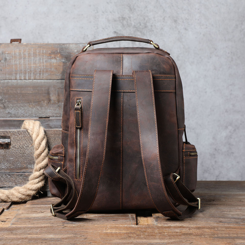 Men's Vintage Leather Backpack |  Full Grain Leather | Daypack