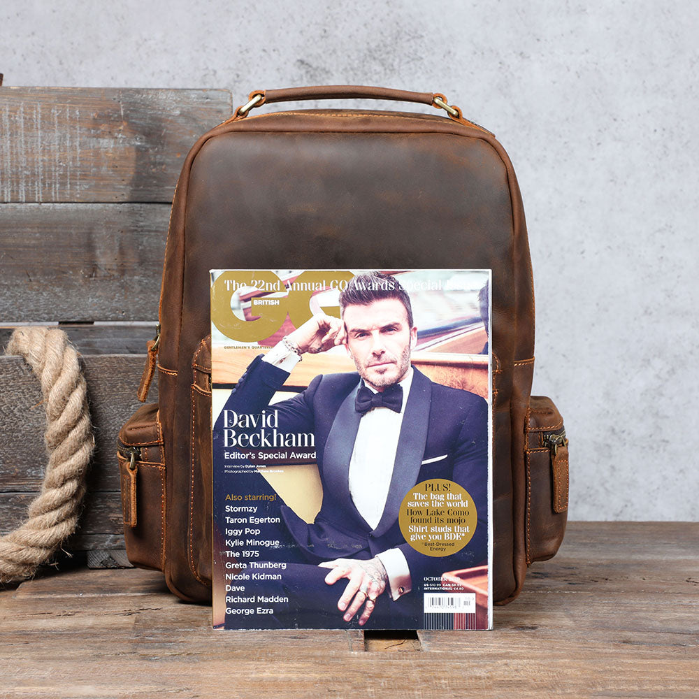 Men's Vintage Leather Backpack |  Full Grain Leather | Daypack
