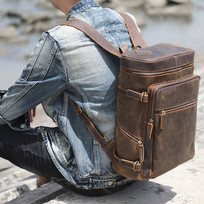 Herrenrucksack aus echtem Leder | Vintage Vollnarbenleder | Handgefertigt