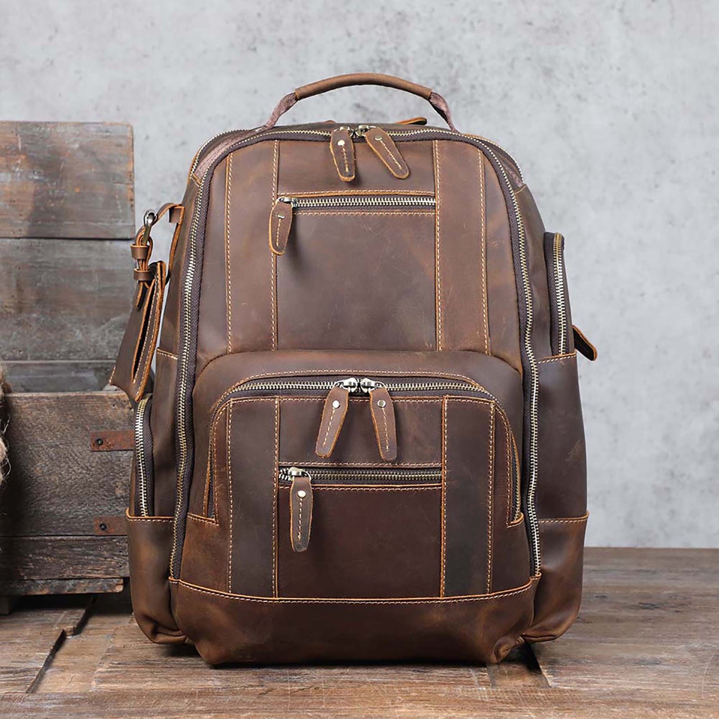 Men's Genuine Leather Backpack | Vintage Full Grain | Handmade