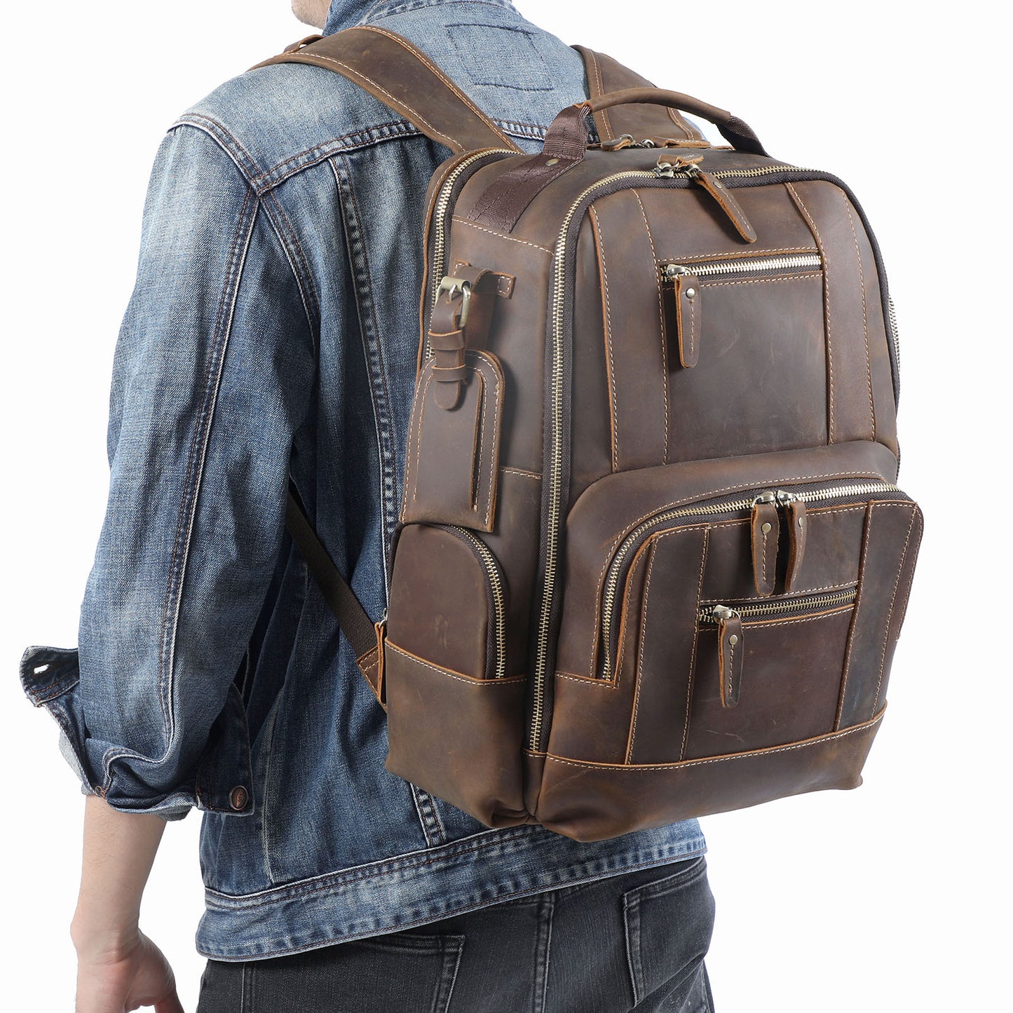 Men's Genuine Leather Backpack | Vintage Full Grain | Handmade