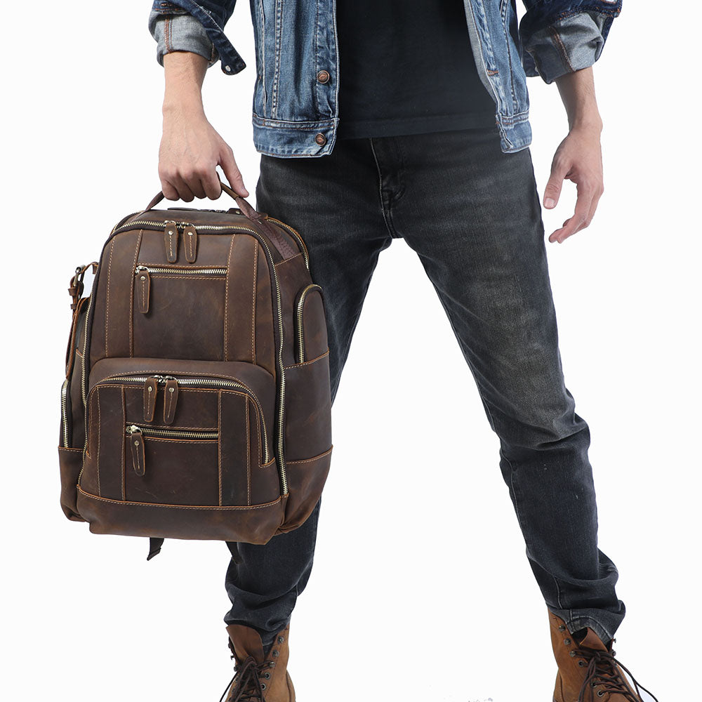 Men's Genuine Leather Backpack | Vintage Full Grain | Handmade