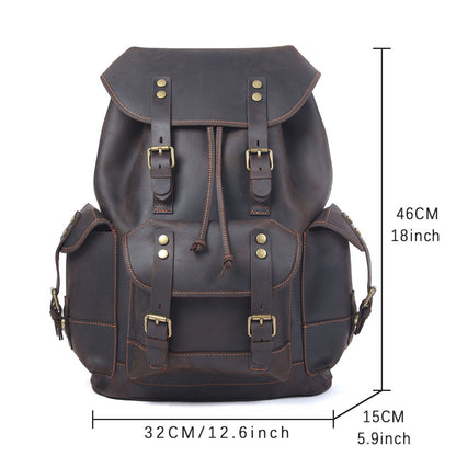 Men's Vintage Leather Backpack |  Full Grain Leather | Large Capacity