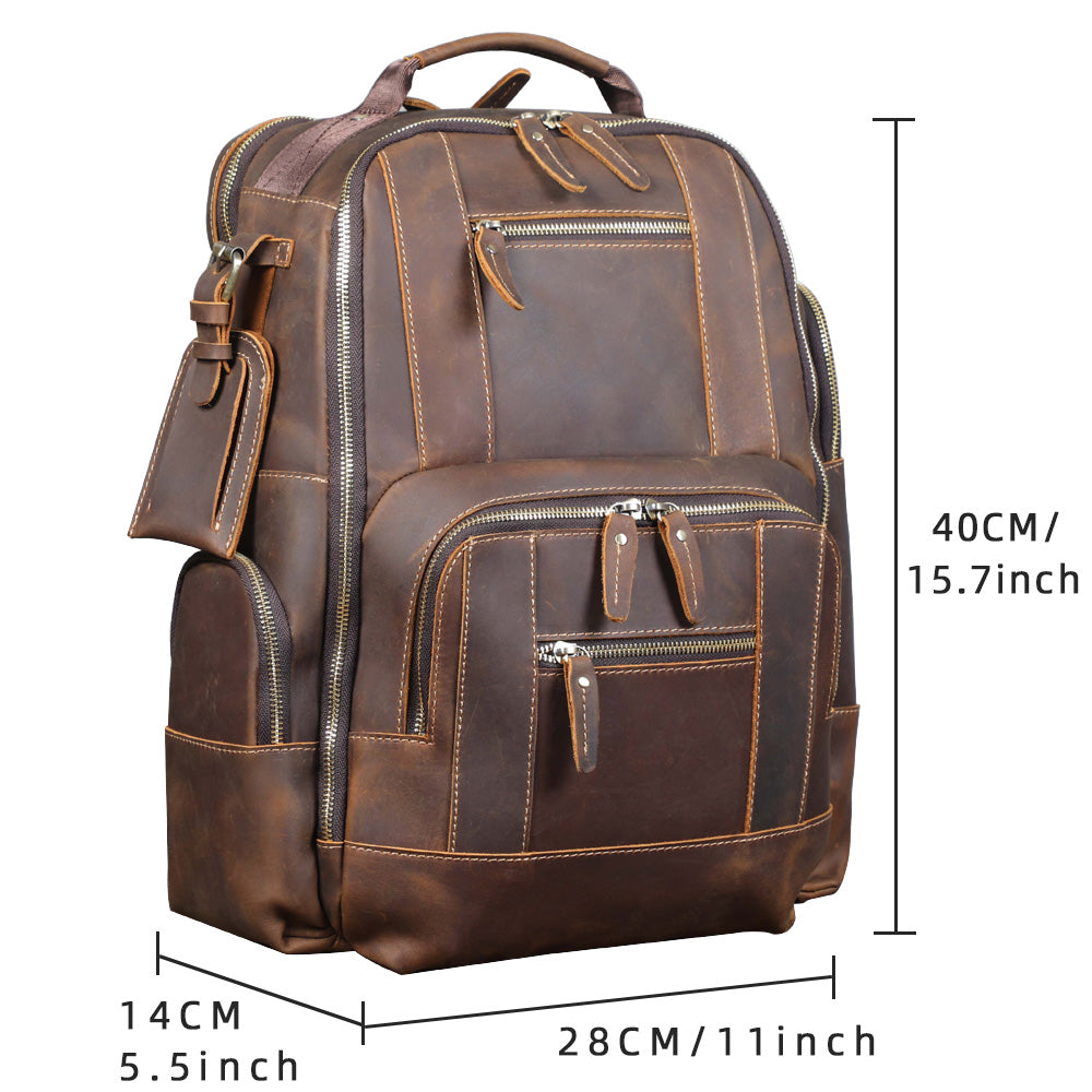 Men's Genuine Leather Backpack | Vintage Full Grain | Handmade