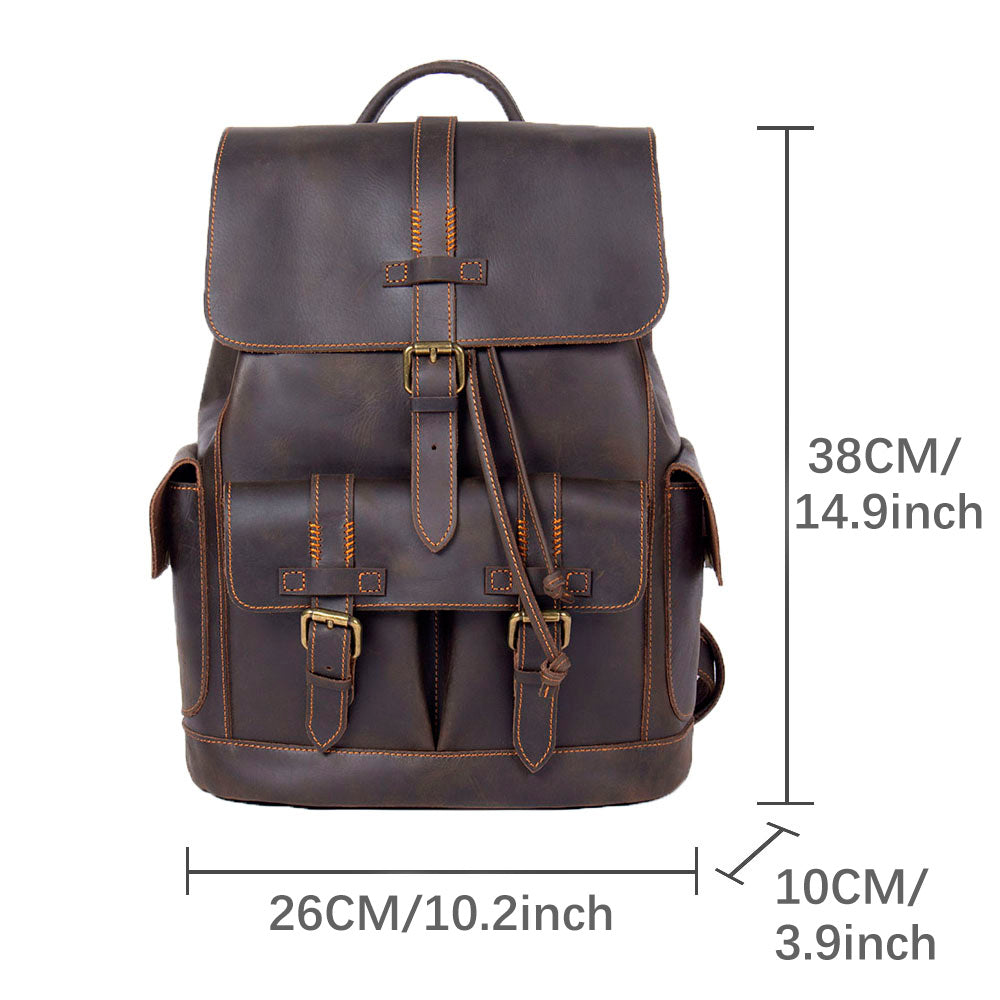 Men's Vintage Leather Backpack |  Full Grain Leather | Daypack