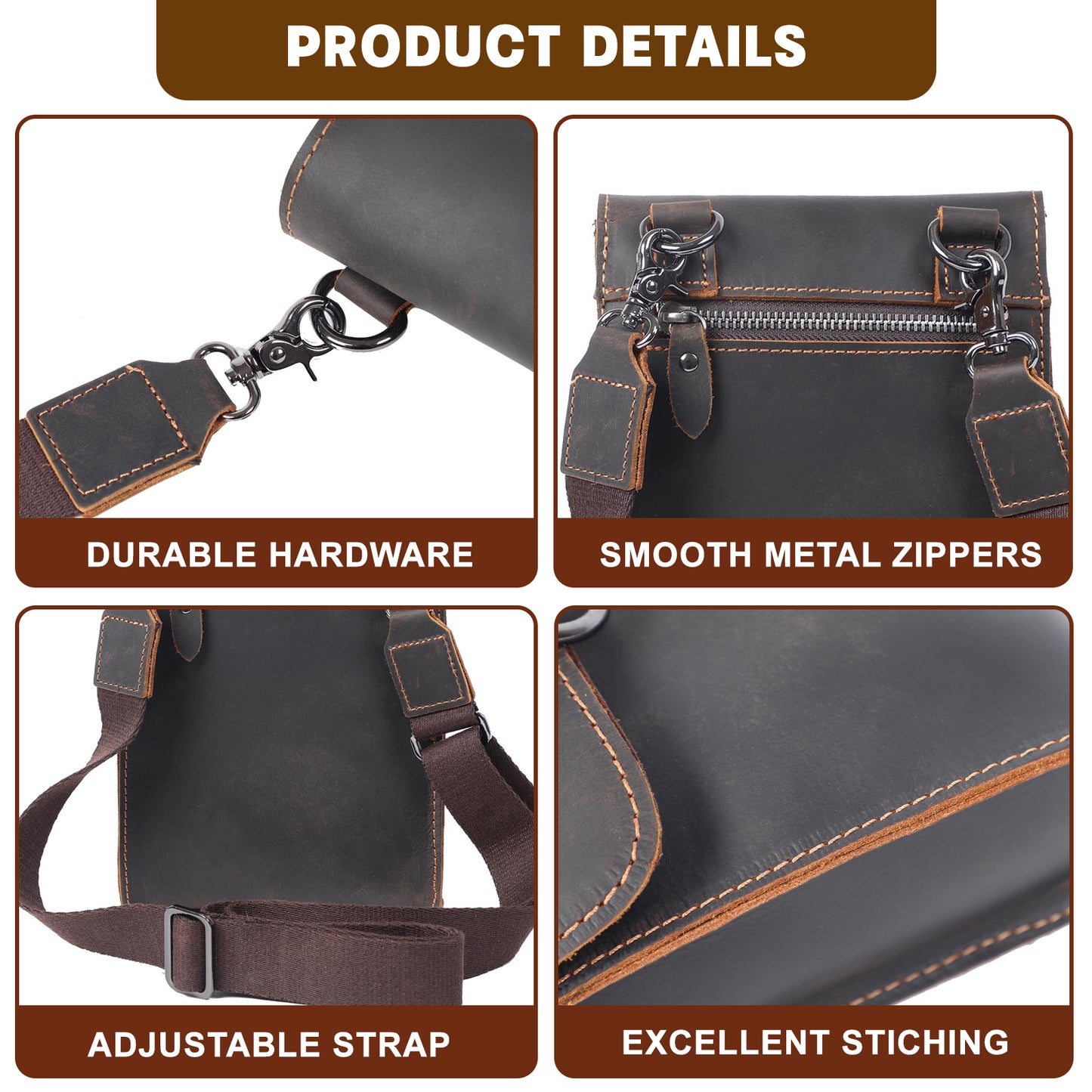 Men's Leather Shoulder Bags |  Full Grain Leather | Handmade