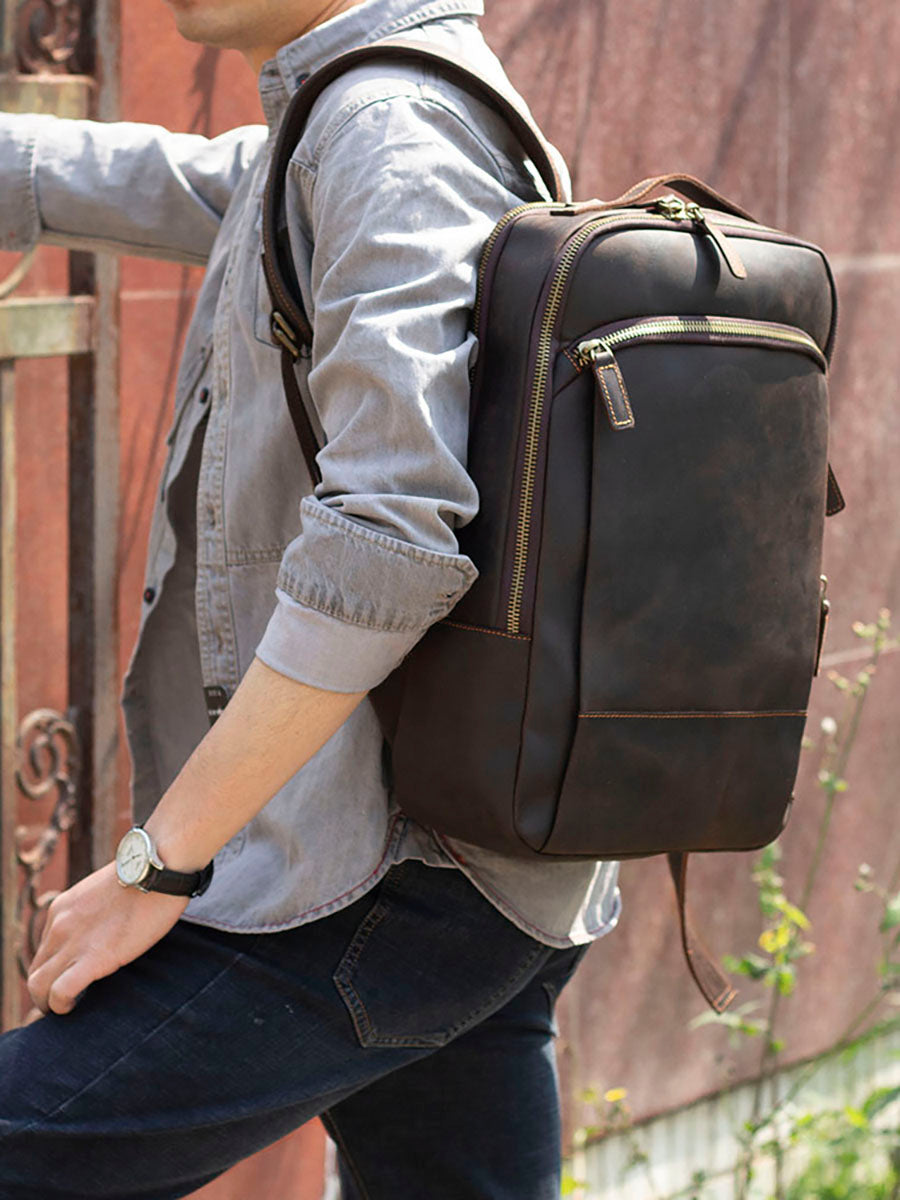 Men's Vintage Leather Backpack |  Full Grain Leather | Laptop Daypack