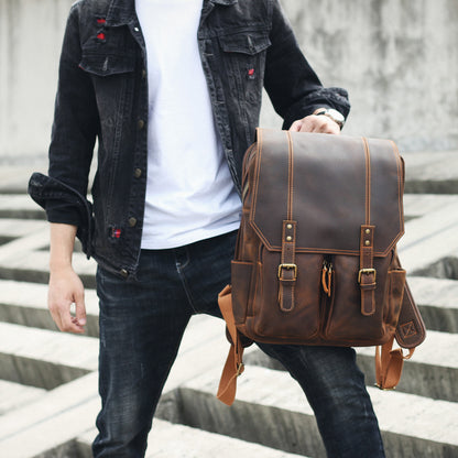 Men's Vintage Leather Backpack |  Full Grain Leather | Large Capacity