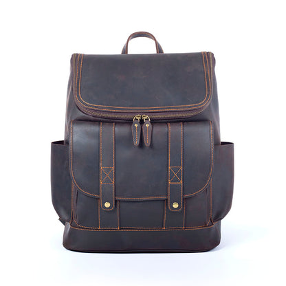 Men's Vintage Leather Backpack |  Full Grain Leather | 17" Large Daypack