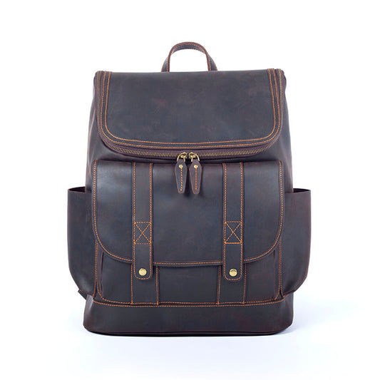 Men's Vintage Leather Backpack |  Full Grain Leather | 17" Large Daypack