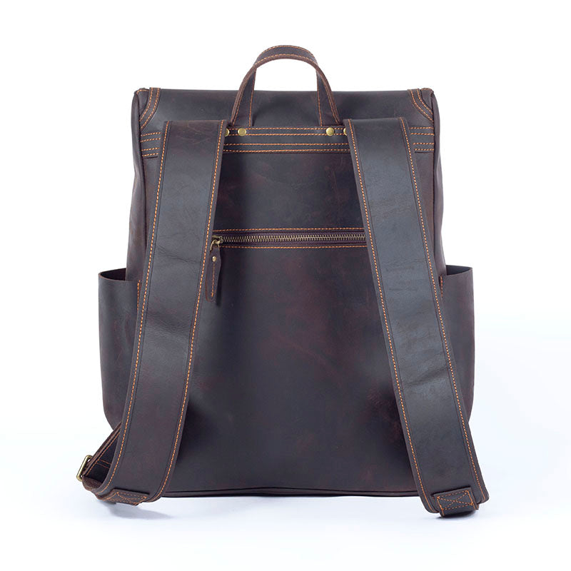 Men's Vintage Leather Backpack |  Full Grain Leather | 17" Large Daypack