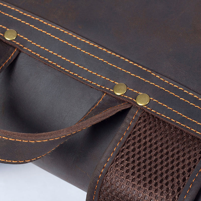 Men's Vintage Leather Backpack |  Full Grain Leather | 17" Large Daypack
