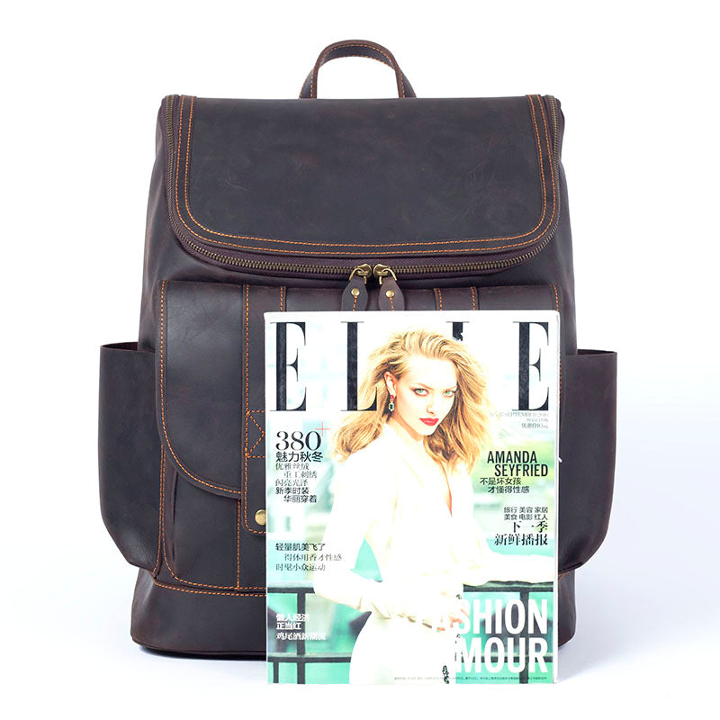 Men's Vintage Leather Backpack |  Full Grain Leather | 17" Large Daypack