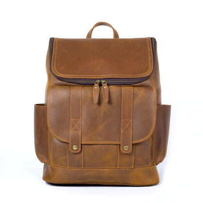 Men's Vintage Leather Backpack |  Full Grain Leather | 17" Large Daypack