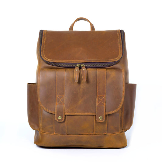 Men's Vintage Leather Backpack |  Full Grain Leather | 17" Large Daypack