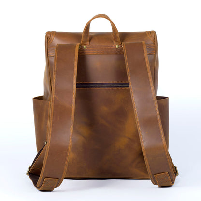 Men's Vintage Leather Backpack |  Full Grain Leather | 17" Large Daypack