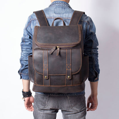 Men's Vintage Leather Backpack |  Full Grain Leather | 17" Large Daypack