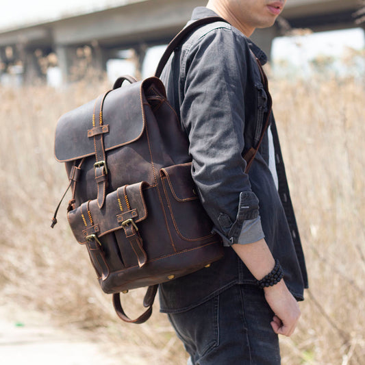 Men's Vintage Leather Backpack |  Full Grain Leather | Daypack
