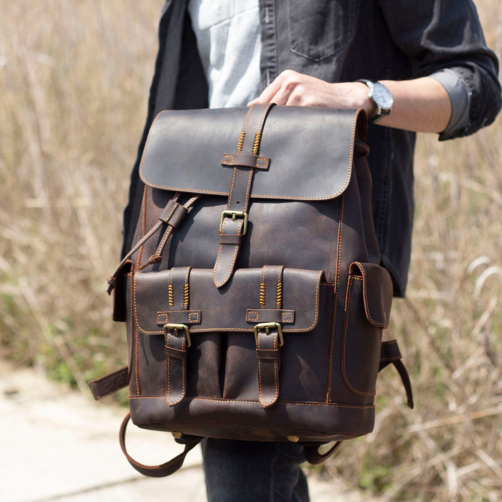 Men's Vintage Leather Backpack |  Full Grain Leather | Daypack
