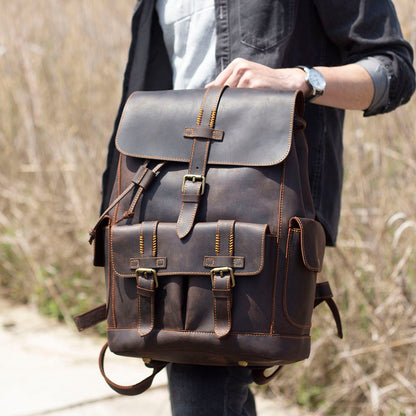 Men's Vintage Leather Backpack |  Full Grain Leather | Daypack