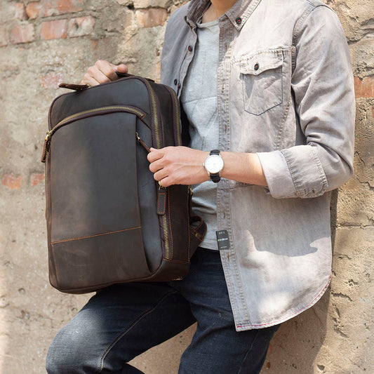 Men's Vintage Leather Backpack |  Full Grain Leather | Laptop Daypack
