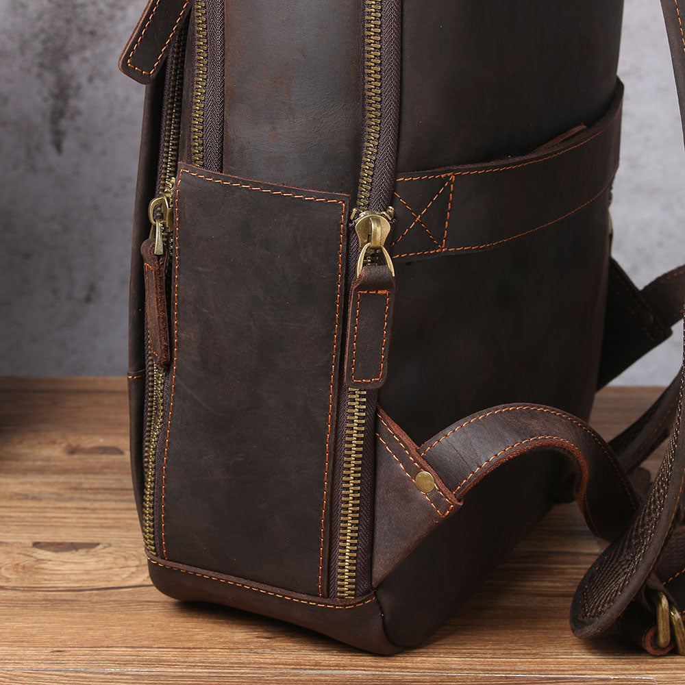 Men's Vintage Leather Backpack |  Full Grain Leather | Laptop Daypack