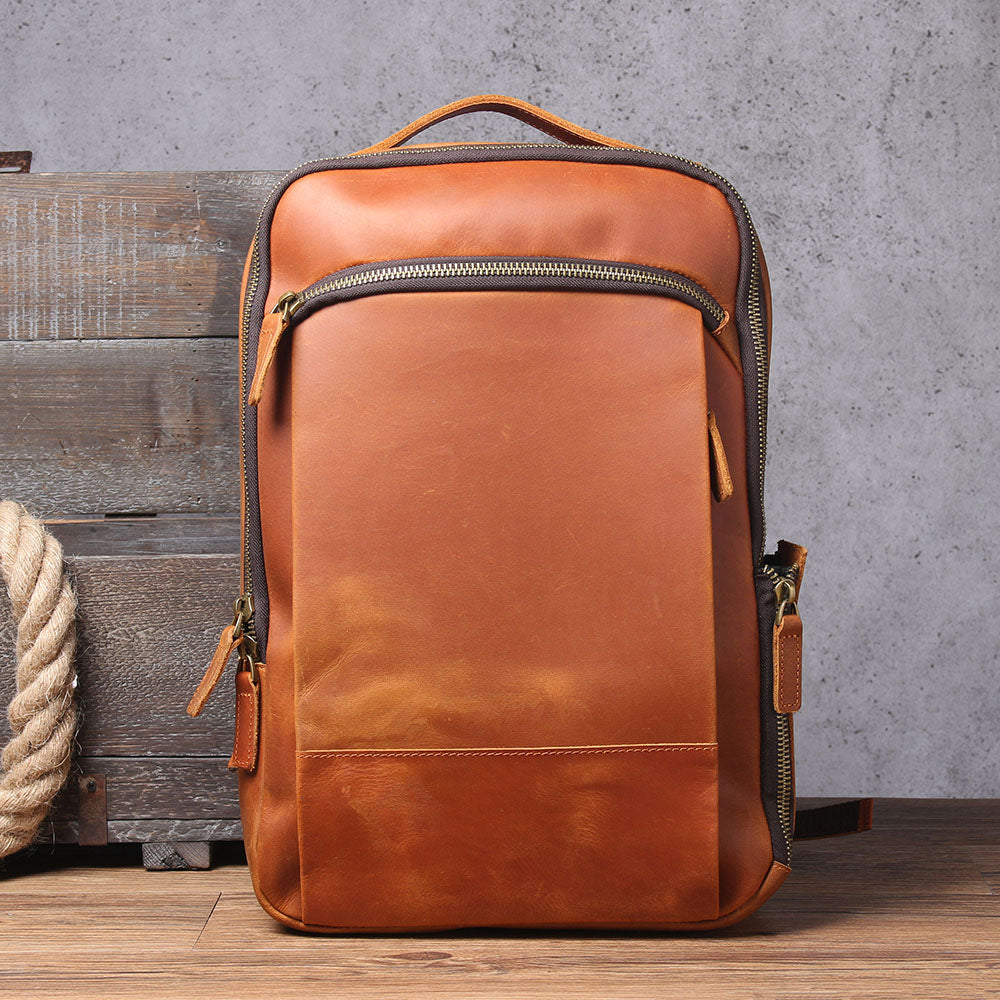 Men's Vintage Leather Backpack |  Full Grain Leather | Laptop Daypack