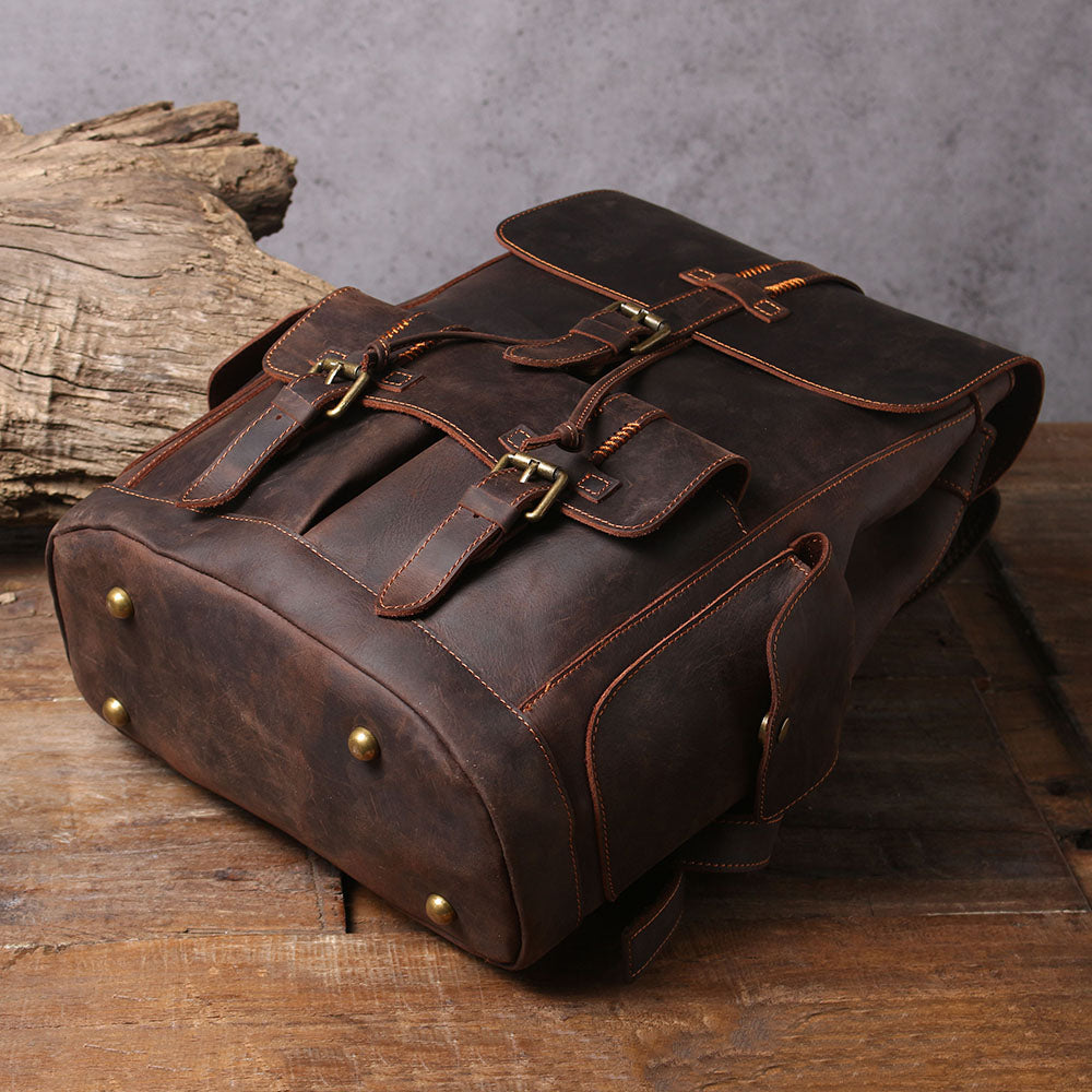 Men's Vintage Leather Backpack |  Full Grain Leather | Daypack