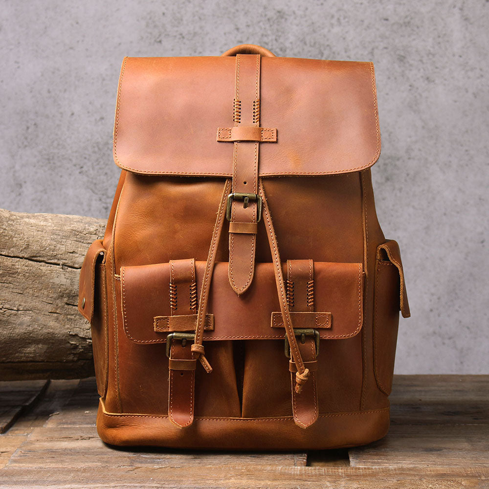 Men's Vintage Leather Backpack |  Full Grain Leather | Daypack
