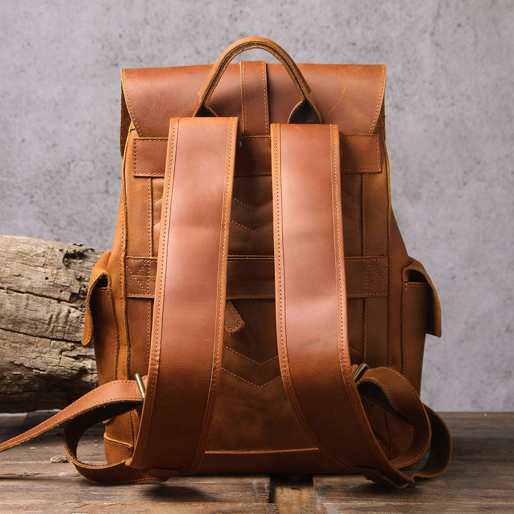 Men's Vintage Leather Backpack |  Full Grain Leather | Daypack