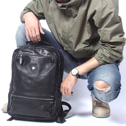 Men's Vintage Leather Backpack |  Italian Full Grain Leather | Laptop Daypack