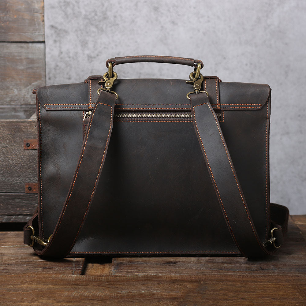Vintage Leather Backpack For Men |  Full Grain Leather | Single/Shoulder & Double Straps Daypack