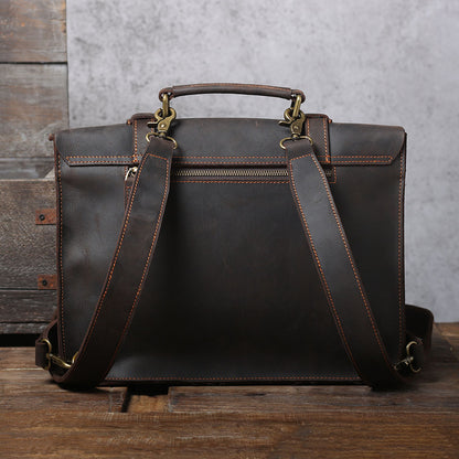 Vintage Leather Backpack For Men |  Full Grain Leather | Single/Shoulder & Double Straps Daypack