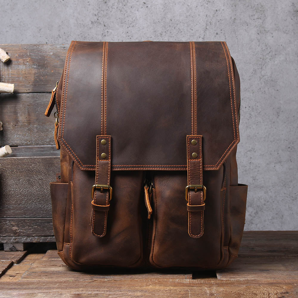 Men's Vintage Leather Backpack |  Full Grain Leather | Large Capacity