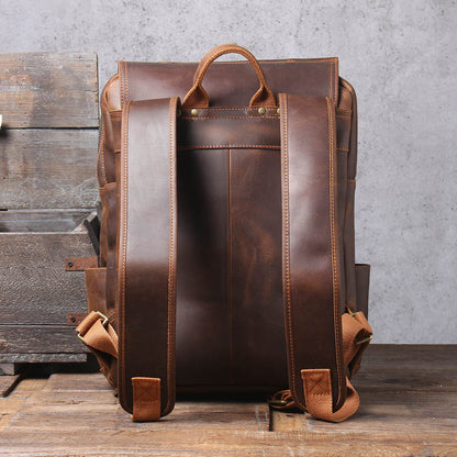 Men's Vintage Leather Backpack |  Full Grain Leather | Large Capacity