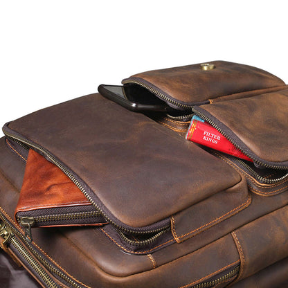 Men's Vintage Leather Backpack |  Full Grain Leather | Large Capacity