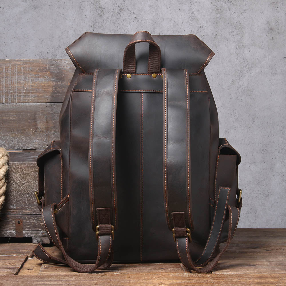 Men's Vintage Leather Backpack |  Full Grain Leather | Large Capacity