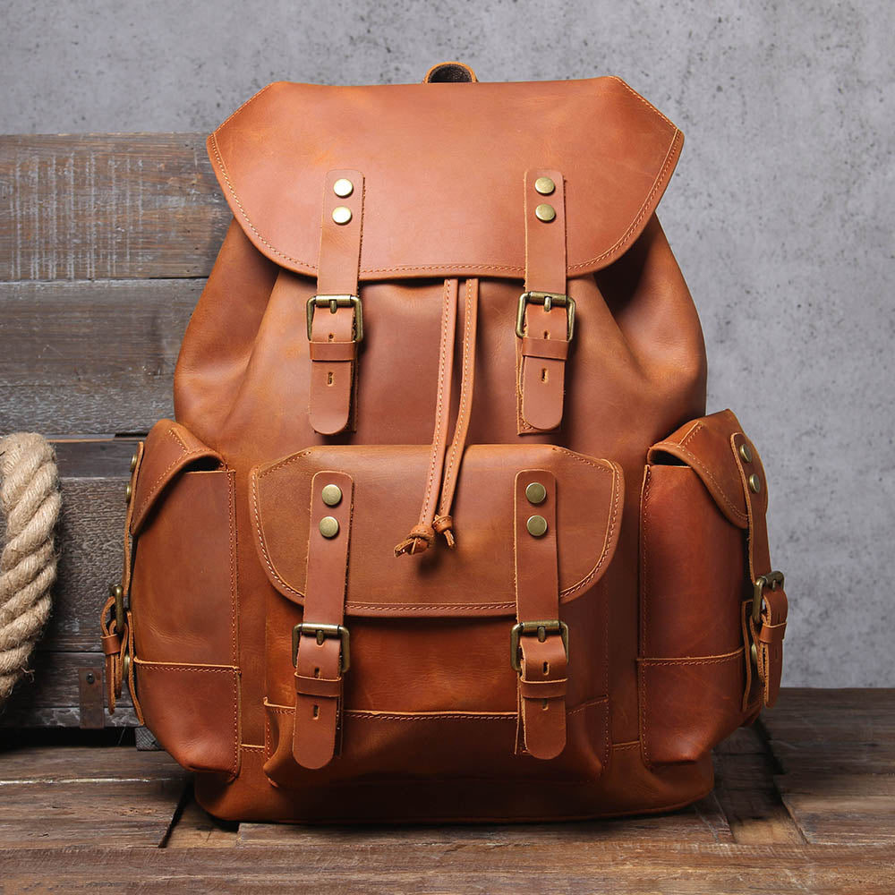 Men's Vintage Leather Backpack |  Full Grain Leather | Large Capacity