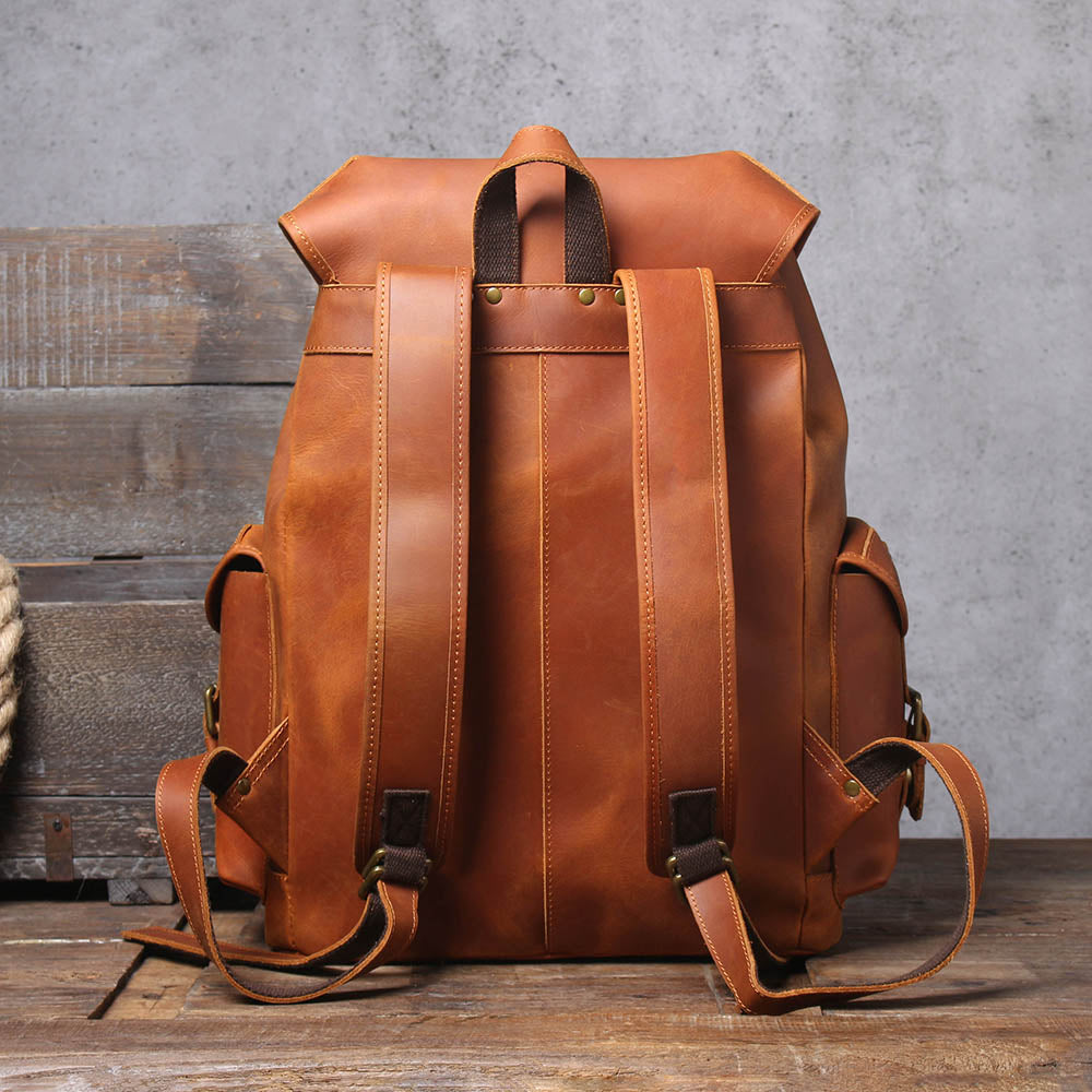 Men's Vintage Leather Backpack |  Full Grain Leather | Large Capacity