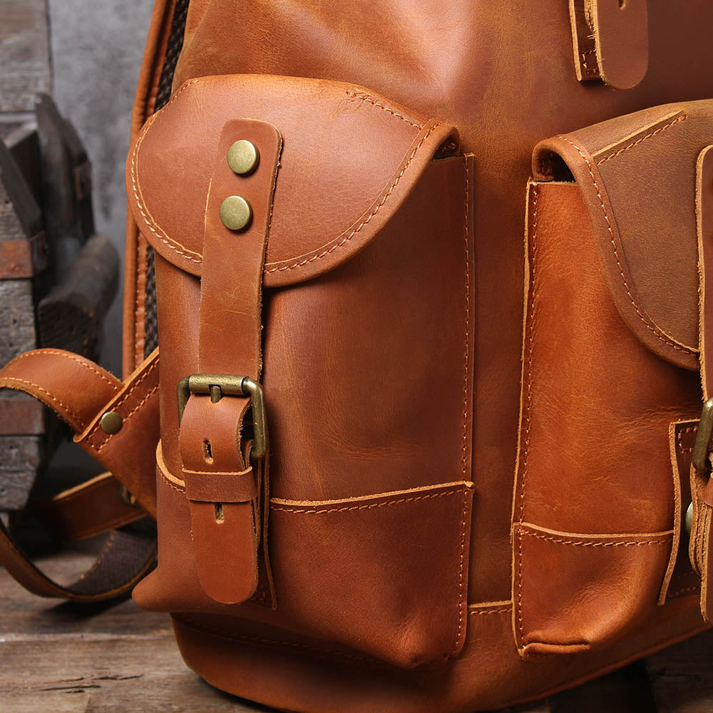 Men's Vintage Leather Backpack |  Full Grain Leather | Large Capacity