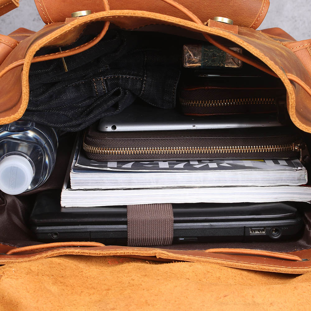 Men's Vintage Leather Backpack |  Full Grain Leather | Large Capacity