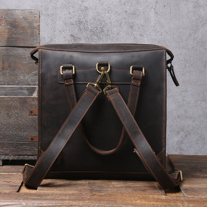 Vintage Leather Backpack For Men |  Full Grain Leather | Single/Shoulder & Double Straps Daypack