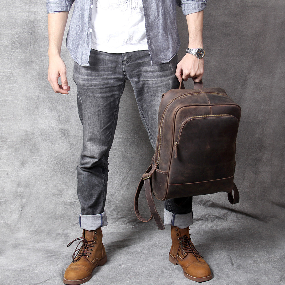 Men's Vintage Leather Backpack |  Full Grain Leather | Laptop Daypack