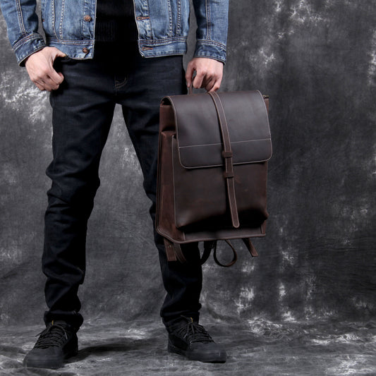 Men's Vintage Leather Backpack |  Full Grain Leather | Daypack