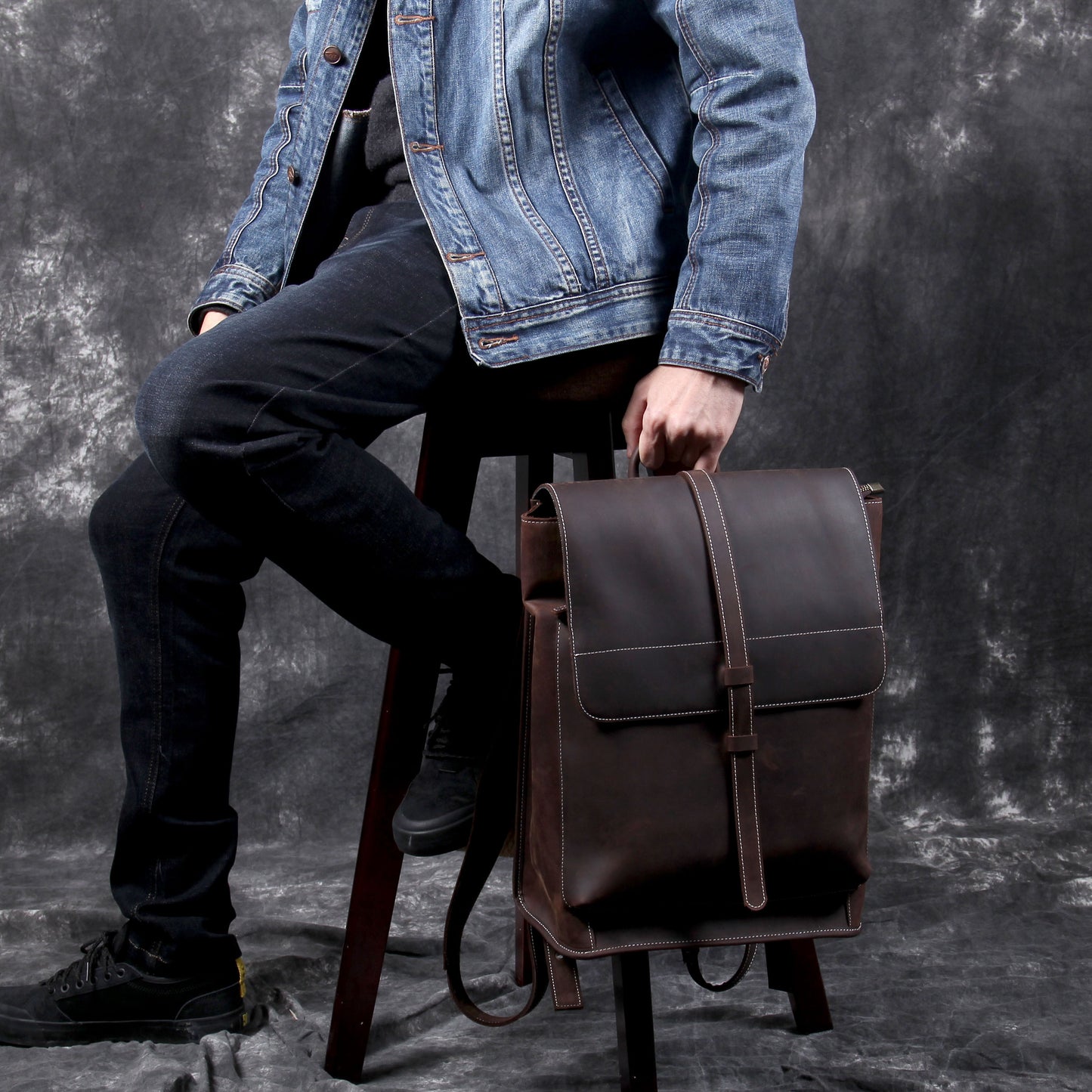 Men's Vintage Leather Backpack |  Full Grain Leather | Daypack