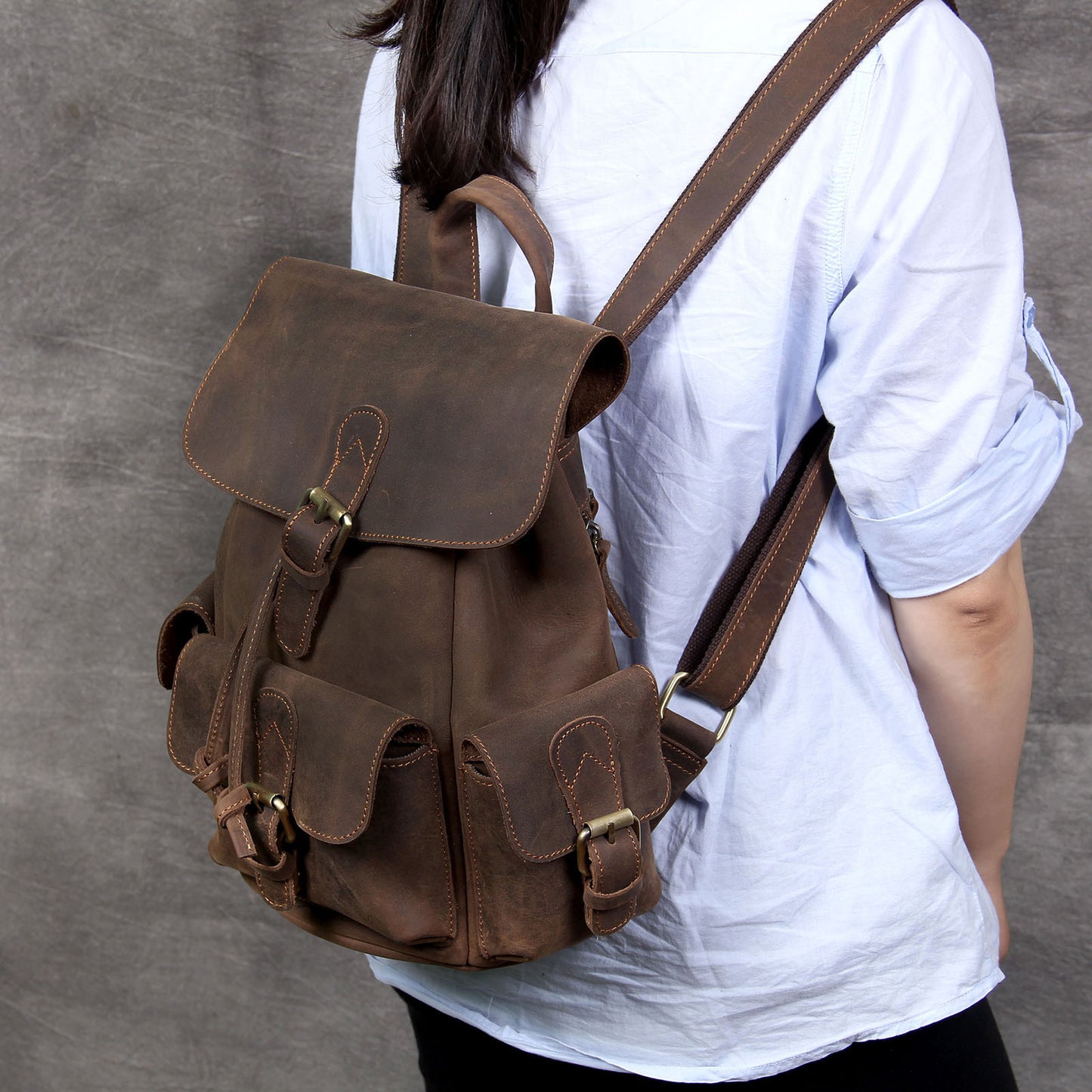 Vintage Leather Backpack | Full Grain Leather | Mini Daypack