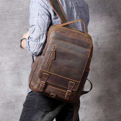 Men's Vintage Leather Backpack |  Full Grain Leather | Laptop Daypack