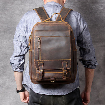 Men's Vintage Leather Backpack |  Full Grain Leather | Laptop Daypack